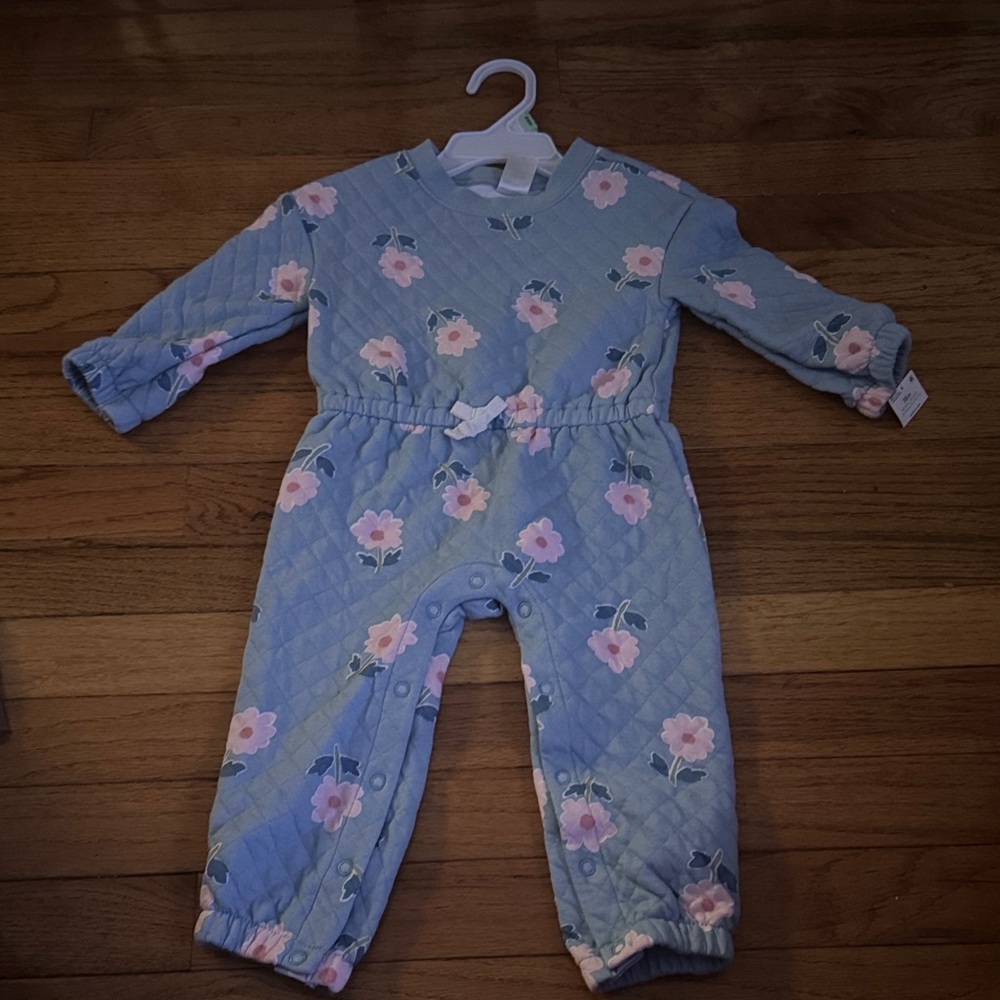 Carter's Blue and Pink Floral Quilted One Piece